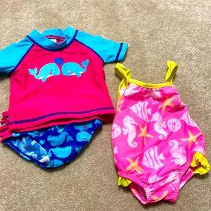 2 Carters 3-6 months baby girl bathing suits